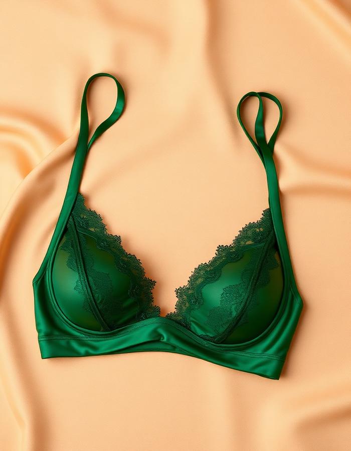 Emerald Satin Bralette Set